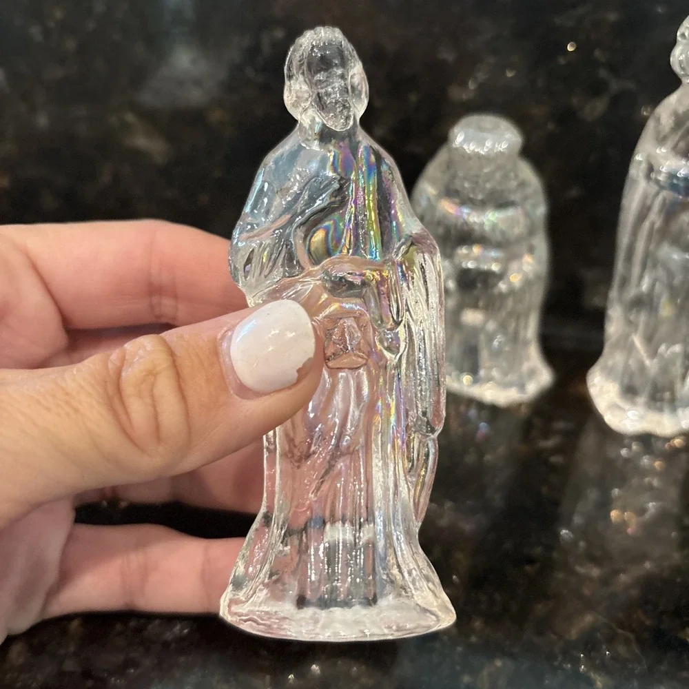 Lot Of 3 Nativity Figures Iridescent Holy Christmas Holiday